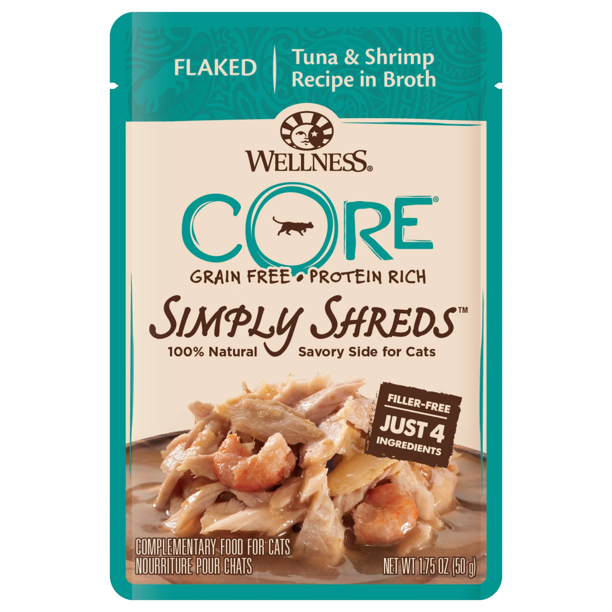 Wellness CORE Simply Shreds Flaked Tuna and Shrimp Recipe Wet Cat Food 50g x 12