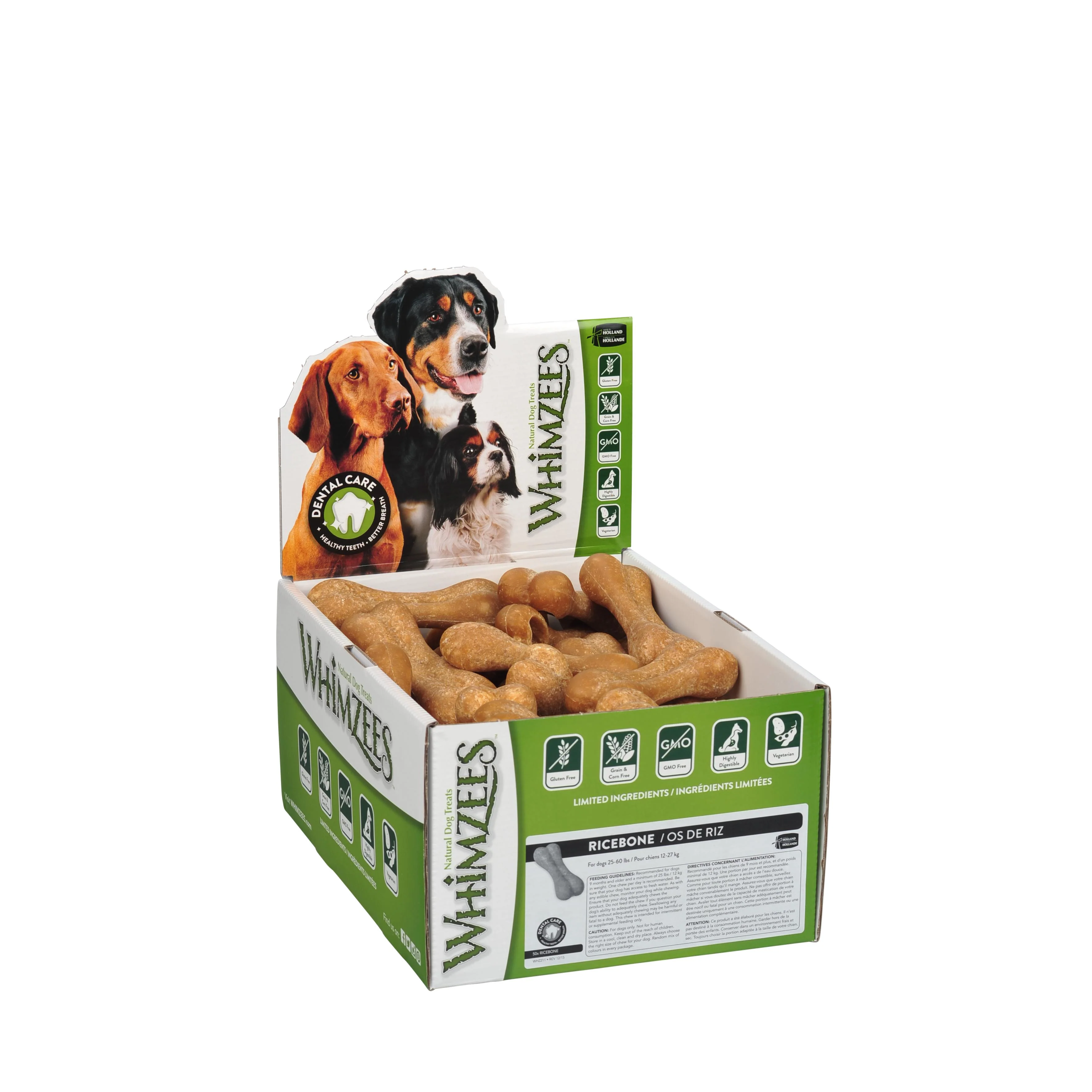 Whimzees Rice Bone Dental Dog Treats 50 Pack