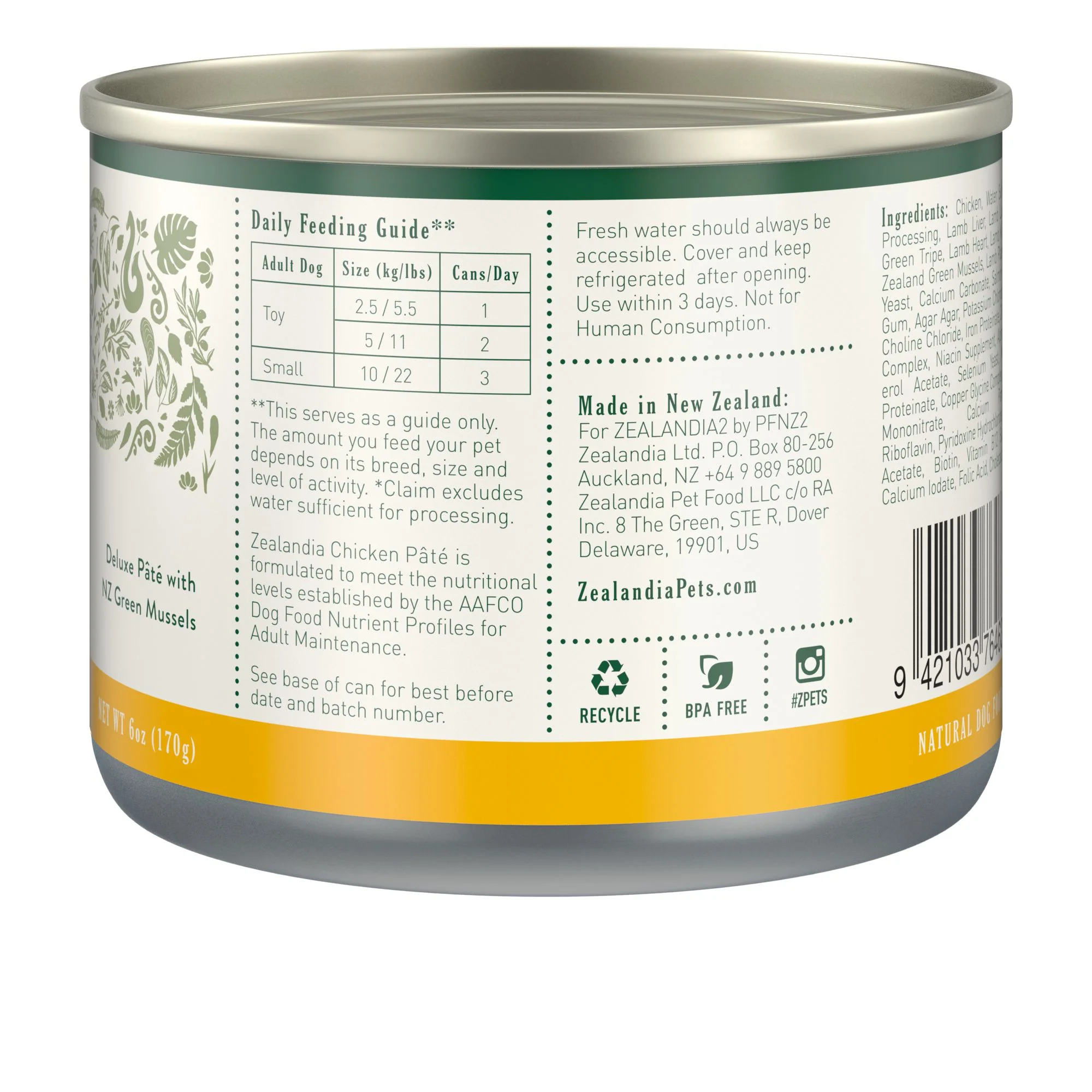 Zealandia Chicken Pate Adult Dog Wet Food 170g - Image 3