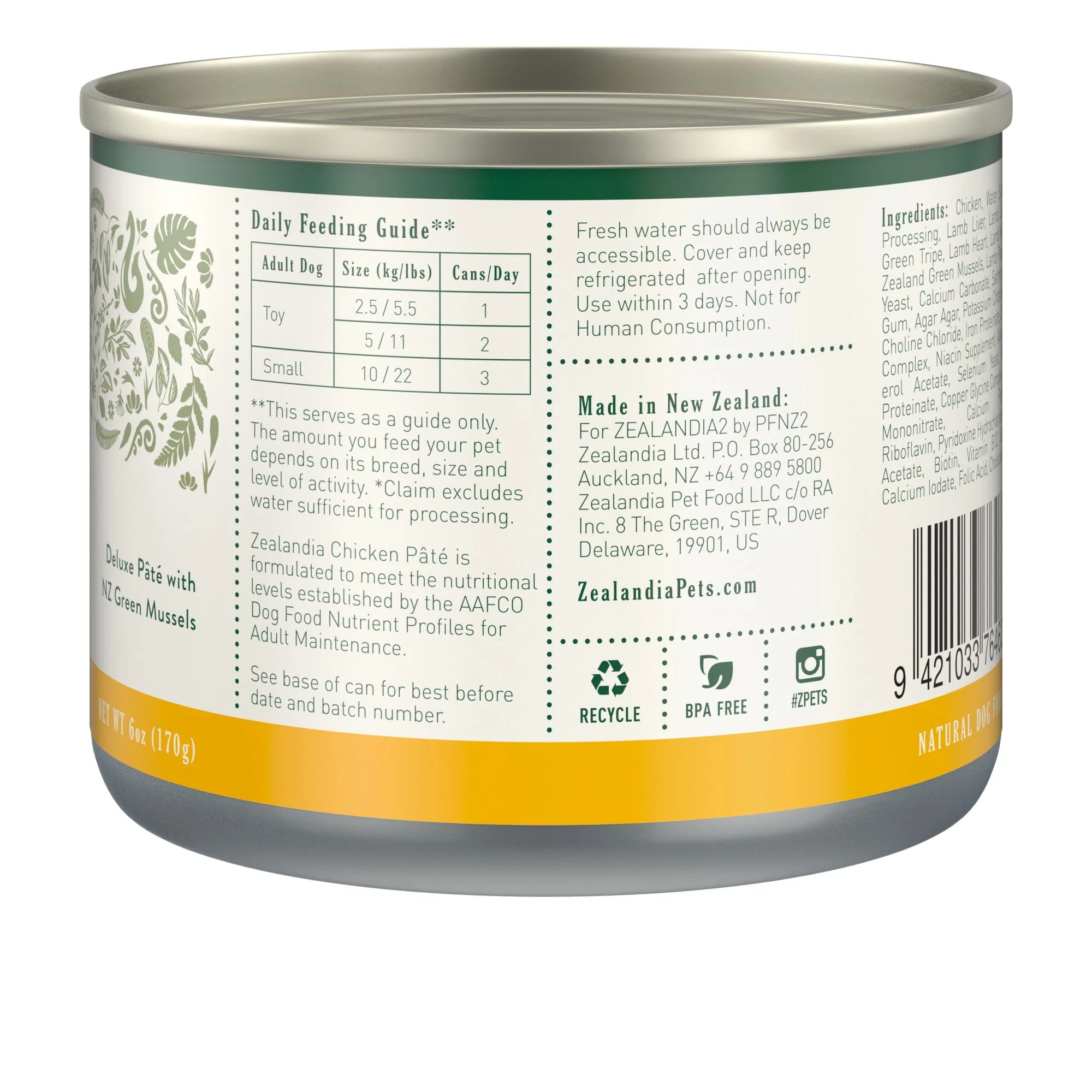 Zealandia Chicken Pate Adult Dog Wet Food 170g x24 - Image 4
