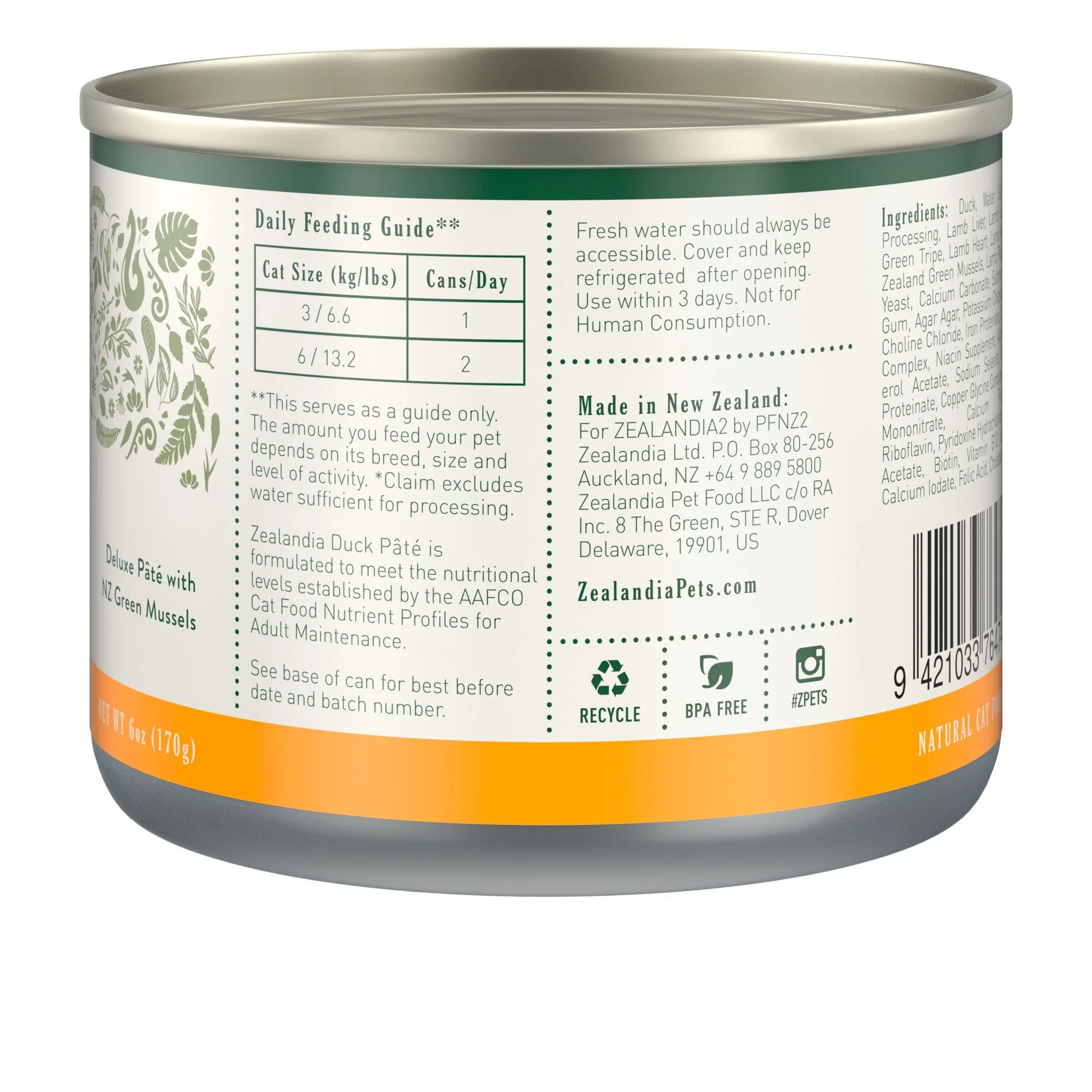 Zealandia Duck Pate Adult Cat Wet Food 170g x24 - Image 4