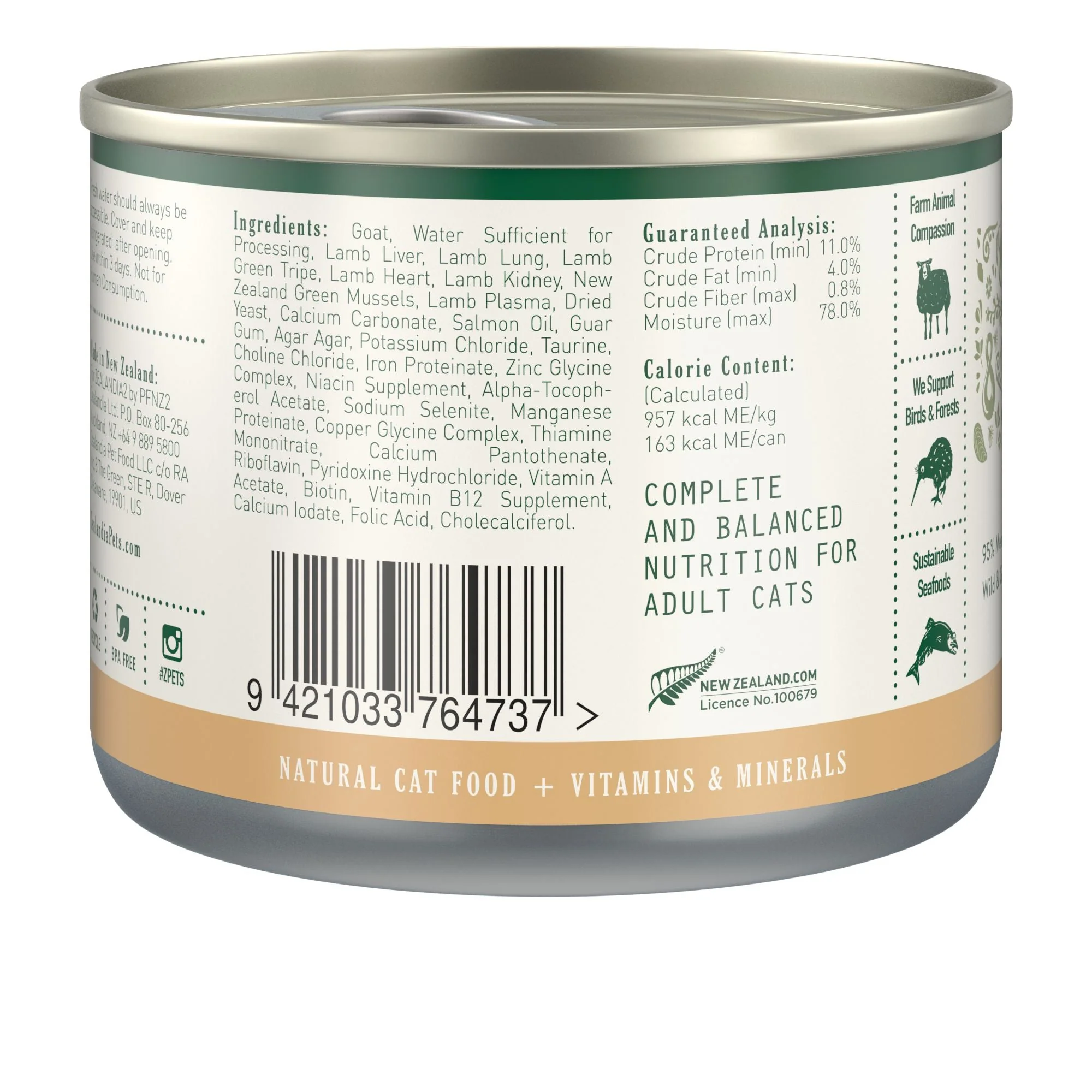 Zealandia Goat Pate Adult Cat Wet Food 170g x24 - Image 3