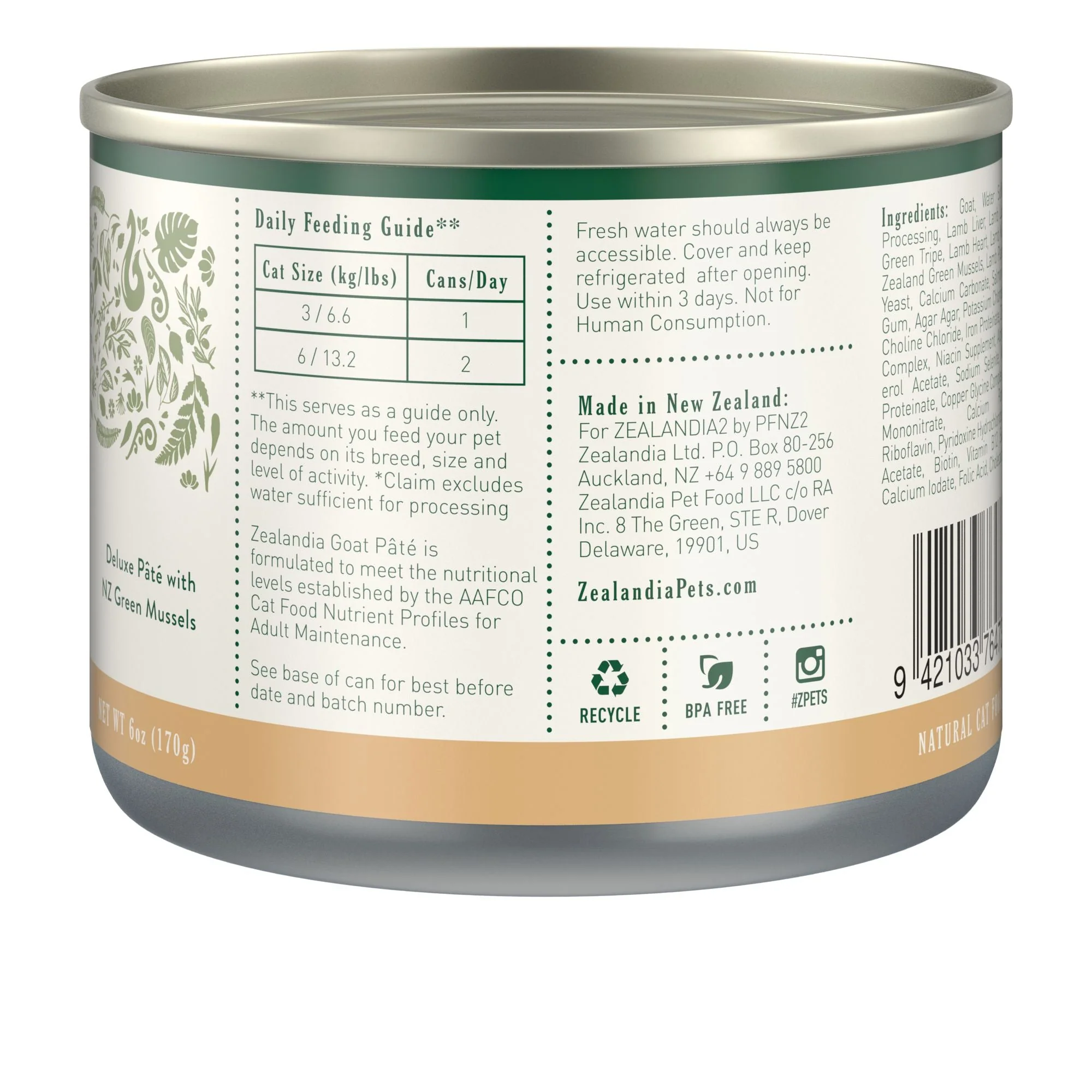 Zealandia Goat Pate Adult Cat Wet Food 170g x24 - Image 4