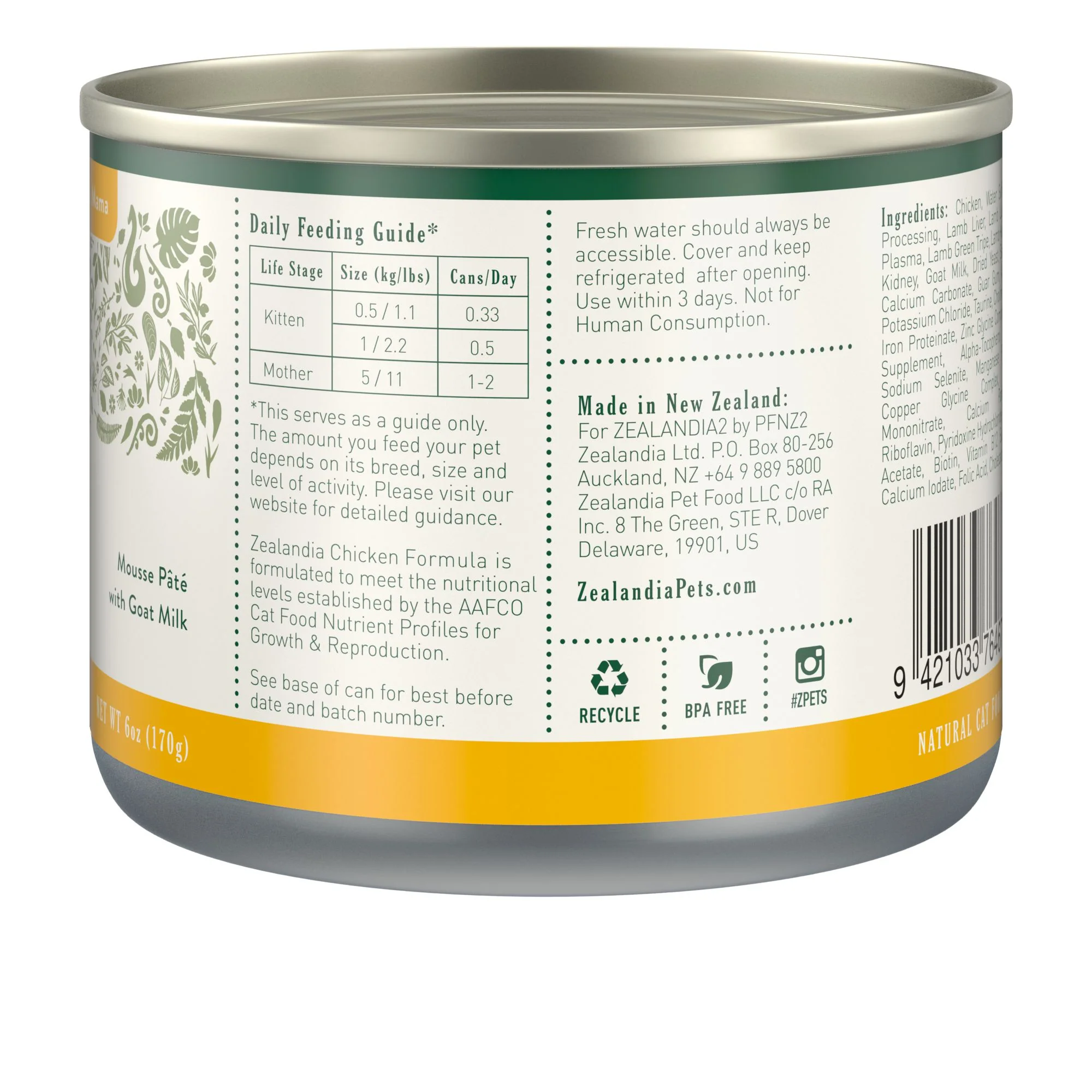 Zealandia Kitten and Mama Chicken Mousse Pate Wet Food 170g - Image 3