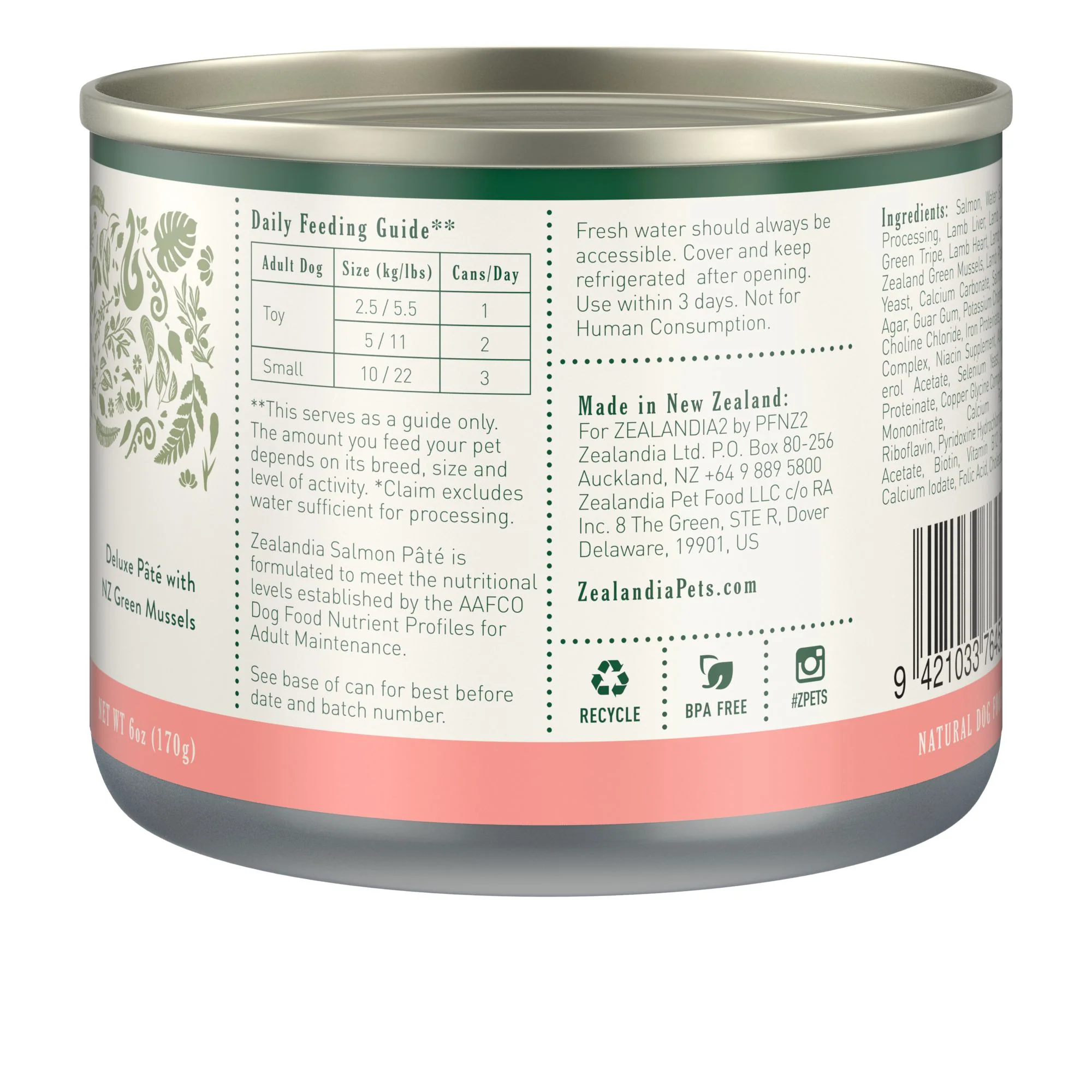 Zealandia Salmon Pate Adult Dog Wet Food 170g - Image 3