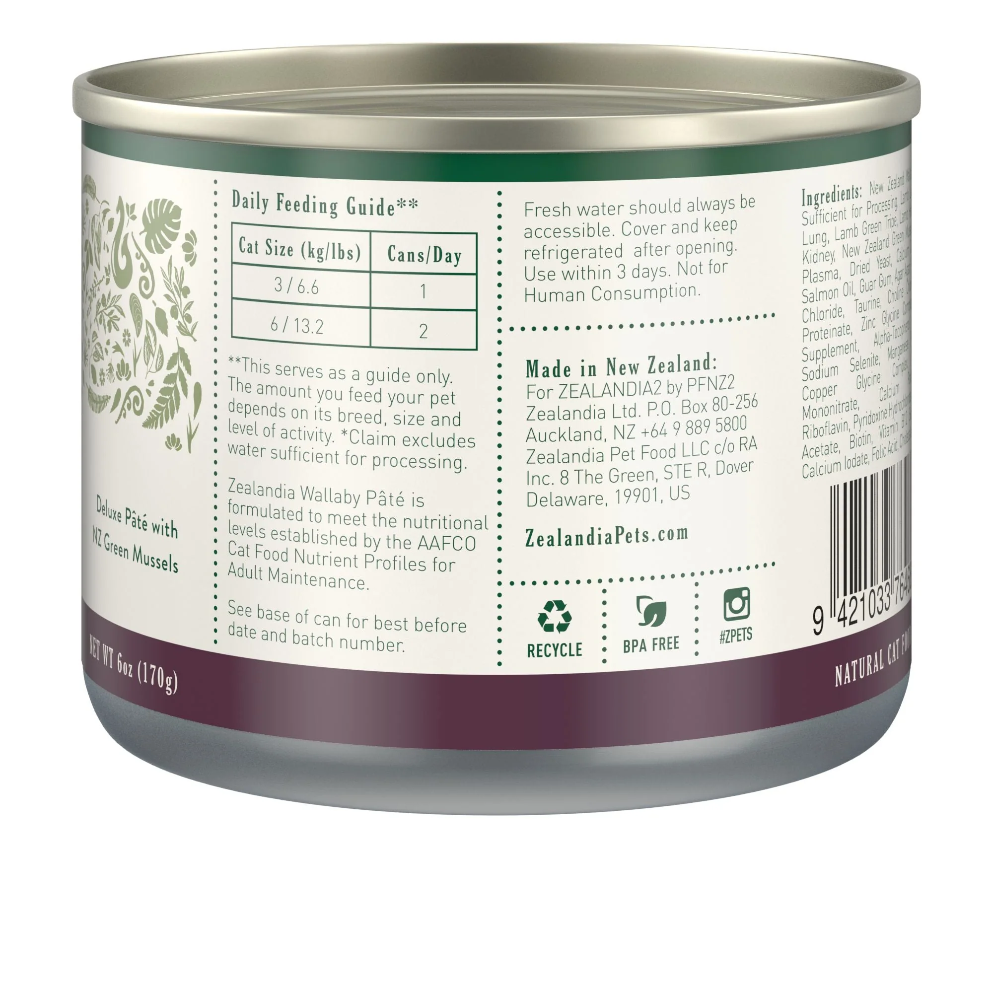 Zealandia Wallaby Pate Adult Cat Wet Food 170g x24 - Image 4