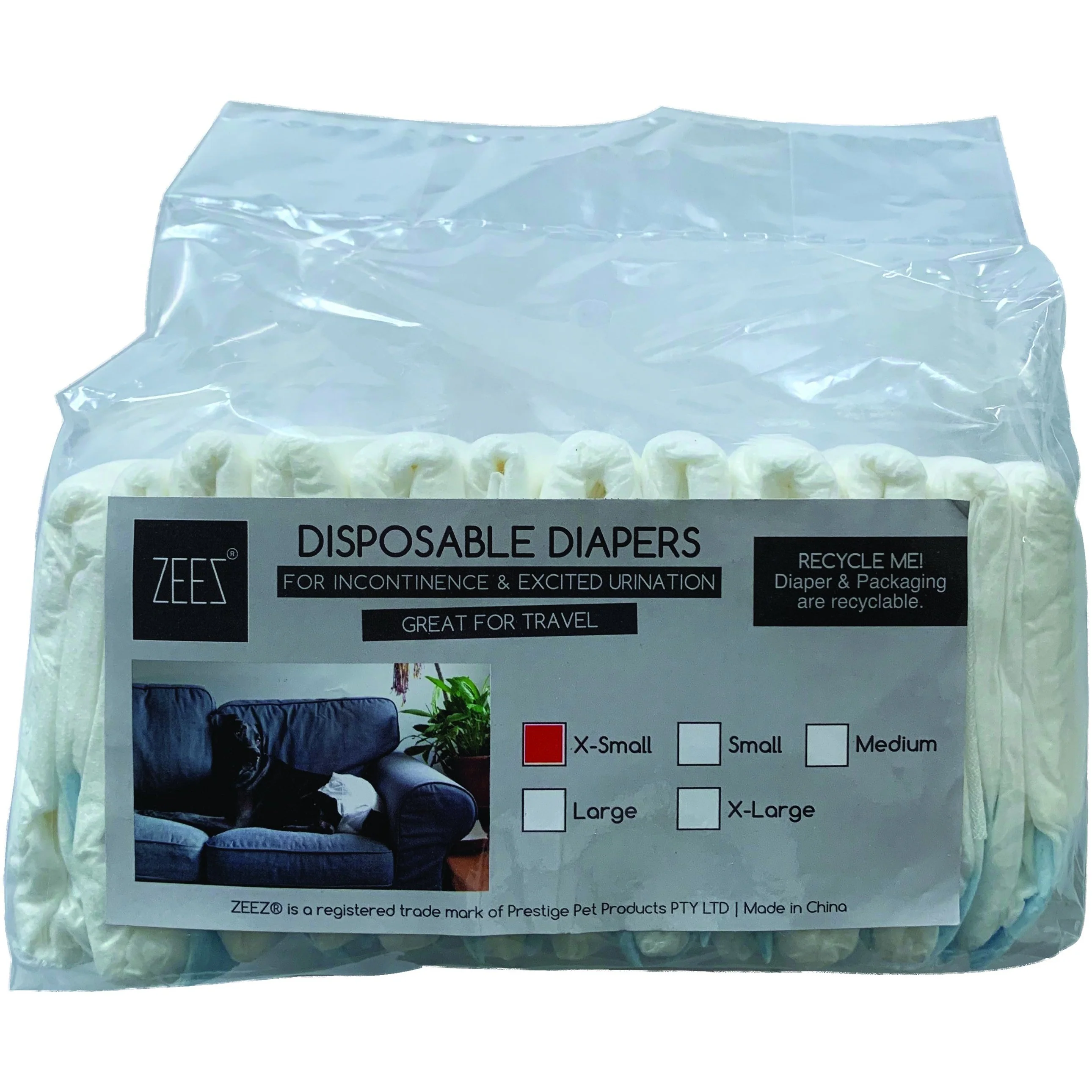 ZeeZ Disposable Dog Diapers Extra Small 12 Pack