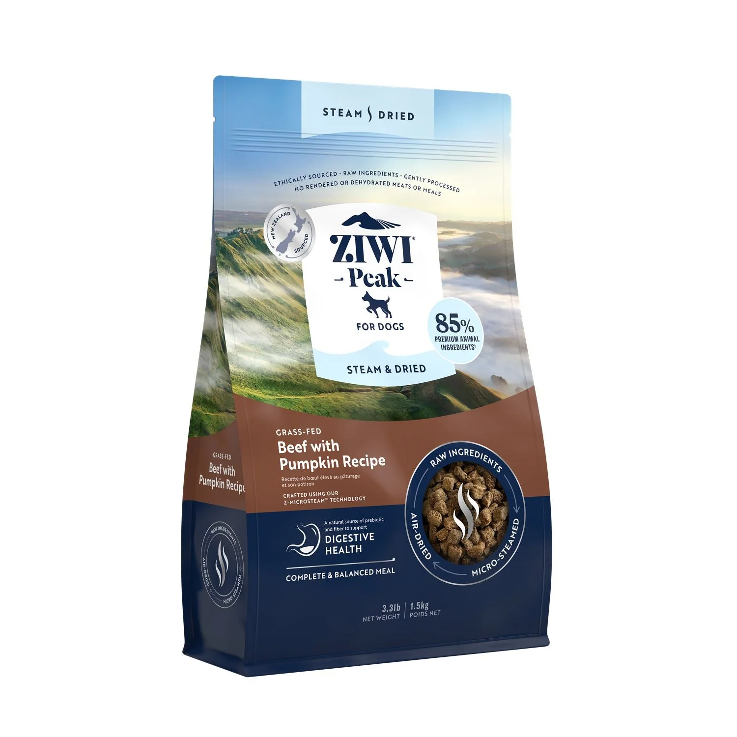 ZIWI Peak Steam and Dried Grass Fed Beef with Pumpkin Dog Food 1.5kg - Image 6
