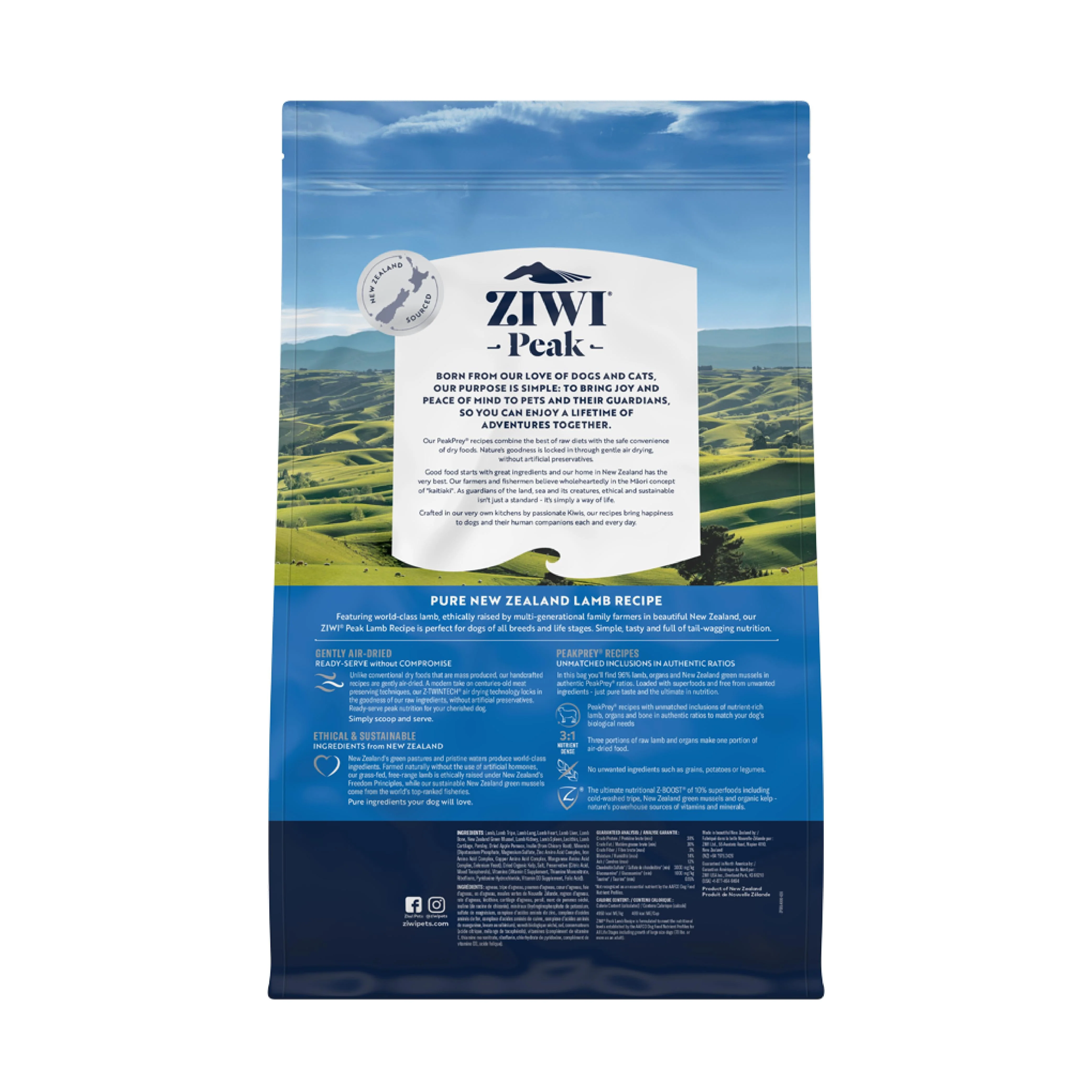 ZIWI Peak Air Dried Lamb Recipe Dog Food 4kg - Image 2